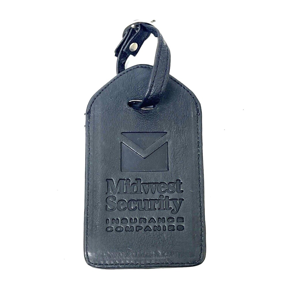 Black Leather Luggage‎ Tag Insurance Company Name & Logo